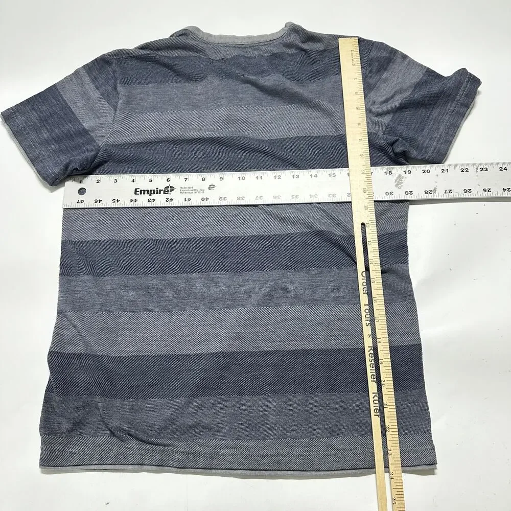GUESS Shirt M Blue Striped Short Sleeve Henley Cotton Blend 90s Y2K Preppy - Picture 4 of 7